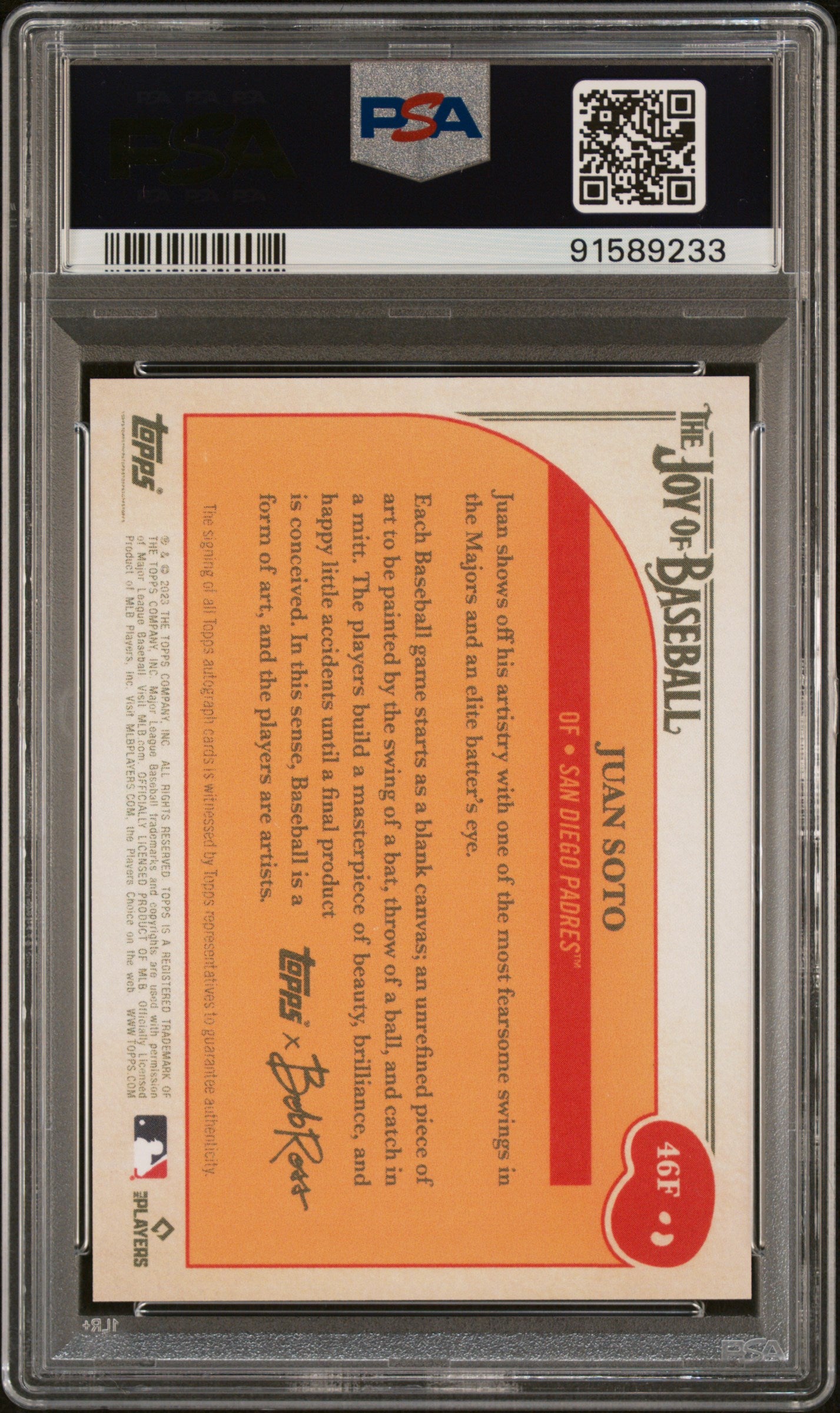 2023 Topps X Bob Ross  #46F Juan Soto Auto-Alizarin Crimson /10 PSA 10